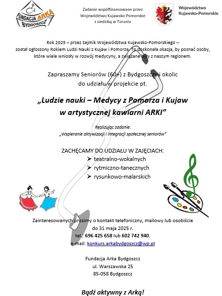plakat LudzieNauki MedycyZPomorzaIKujWArtystKawiarArki